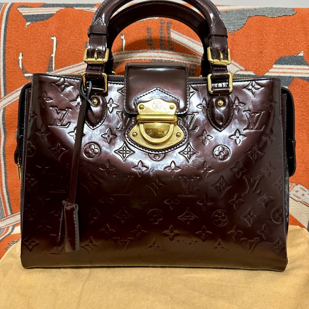 Louis Vuitton Purple Satchel Elegant Structured Design